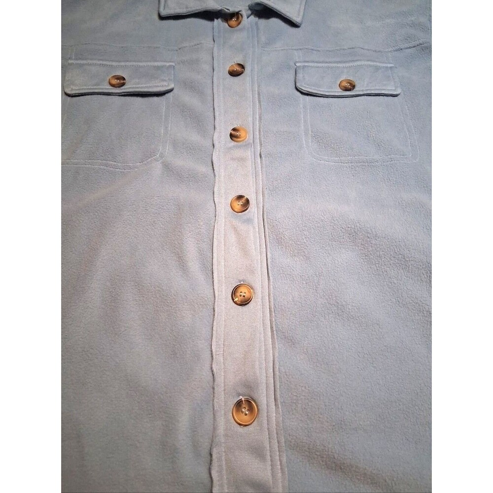 Simply Southern Sky Blue Fleece Shacket Button Front Shirt Jacket XXL Oversized - Picture 5 of 7